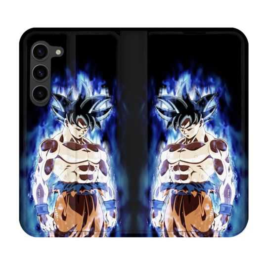 Housse Cuir Portefeuille Pour Samsung Galaxy S23 Plus Manga Dragon Ball Sangoku Noir