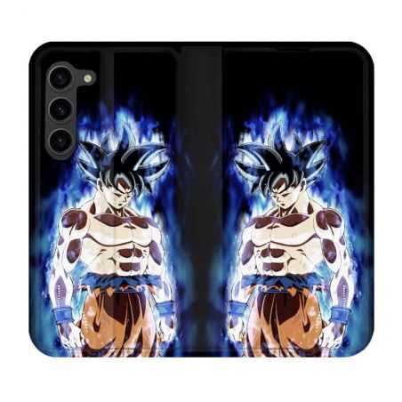 Housse Cuir Portefeuille Pour Samsung Galaxy S23 Plus Manga Dragon Ball Sangoku Noir