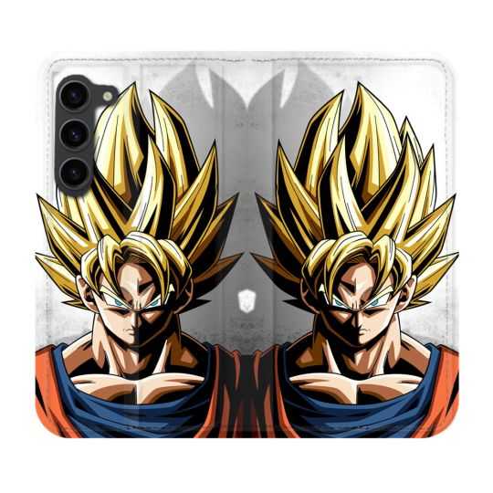 Housse Cuir Portefeuille Pour Samsung Galaxy S23 Plus Manga Dragon Ball Sangoku Portrait