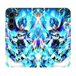 Housse Cuir Portefeuille Pour Samsung Galaxy S23 Plus Manga Dragon Ball Vegeta Bleu
