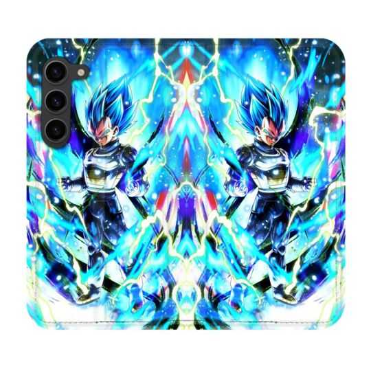 Housse Cuir Portefeuille Pour Samsung Galaxy S23 Plus Manga Dragon Ball Vegeta Bleu