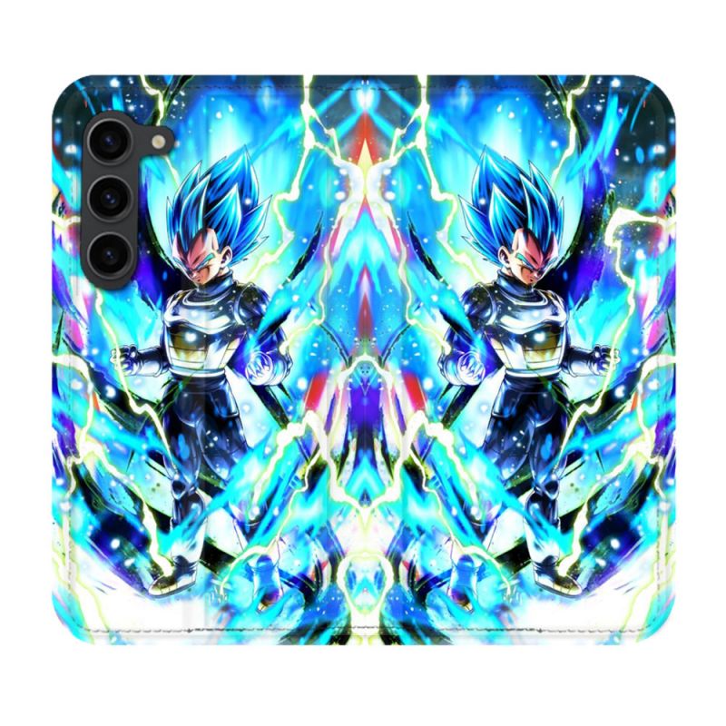 Housse Cuir Portefeuille Pour Samsung Galaxy S23 Plus Manga Dragon Ball Vegeta Bleu