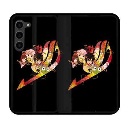 Housse Cuir Portefeuille Pour Samsung Galaxy S23 Plus Manga Fairy Tail Logo Noir