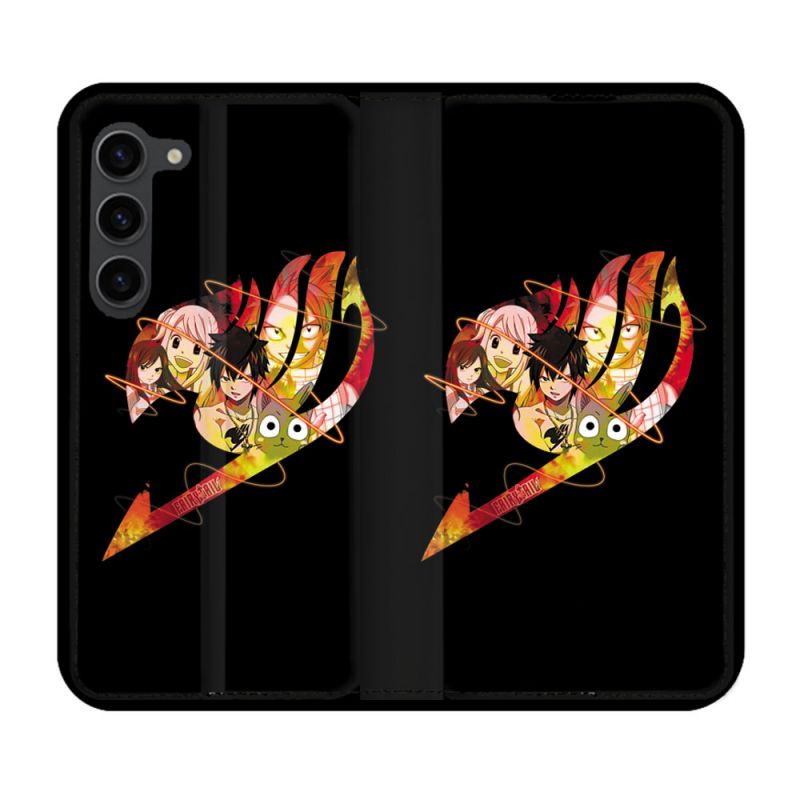 Housse Cuir Portefeuille Pour Samsung Galaxy S23 Plus Manga Fairy Tail Logo Noir