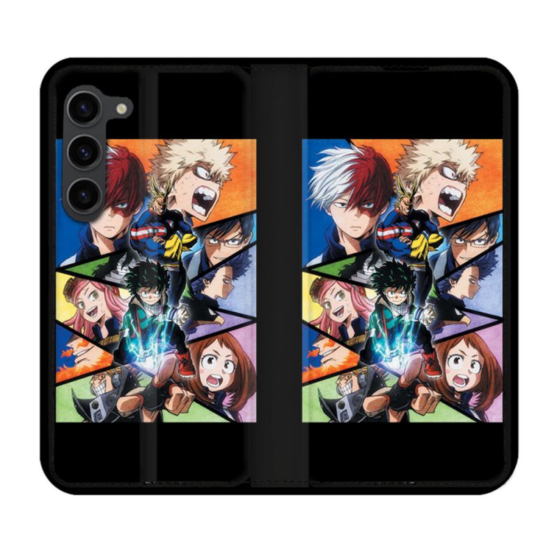 Housse Cuir Portefeuille Pour Samsung Galaxy S23 Plus Manga My Hero Academia Noir