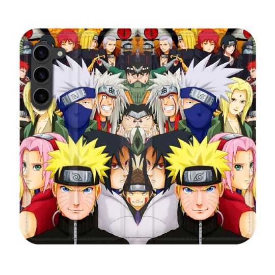Housse Cuir Portefeuille Pour Samsung Galaxy S23 Plus Manga Naruto Team