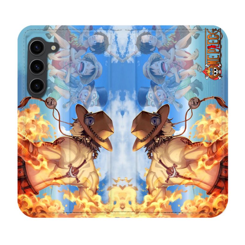 Housse Cuir Portefeuille Pour Samsung Galaxy S23 Plus Manga One Piece Ace Color