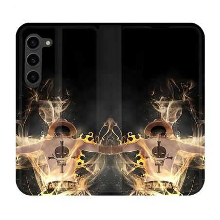 Housse Cuir Portefeuille Pour Samsung Galaxy S23 Plus Manga One Piece Ace Noir