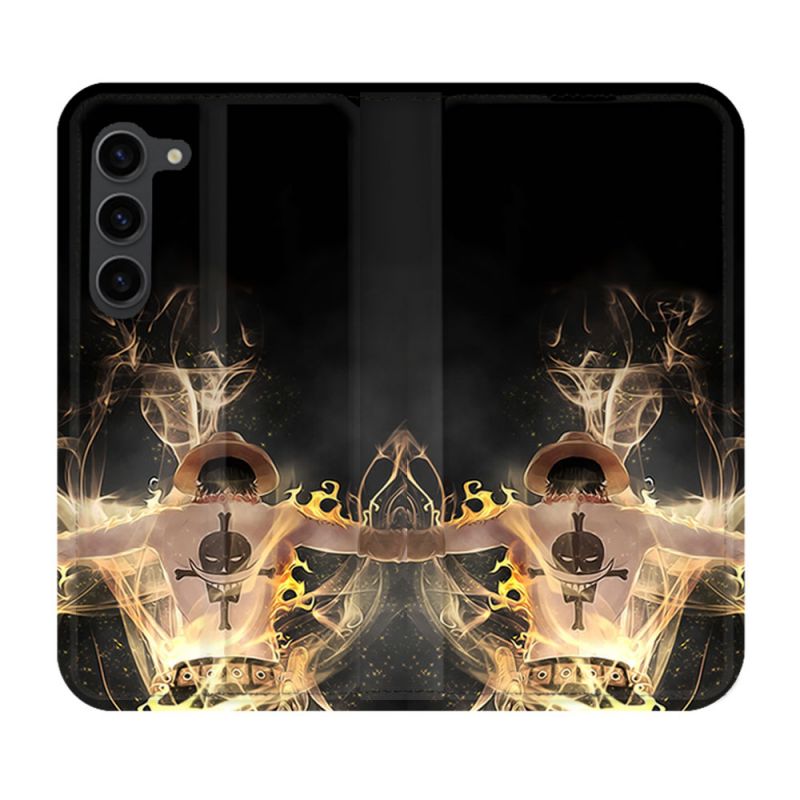 Housse Cuir Portefeuille Pour Samsung Galaxy S23 Plus Manga One Piece Ace Noir