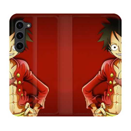 Housse Cuir Portefeuille Pour Samsung Galaxy S23 Plus Manga One Piece Luffy