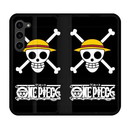 Housse Cuir Portefeuille Pour Samsung Galaxy S23 Plus Manga One Piece Tete de Mort