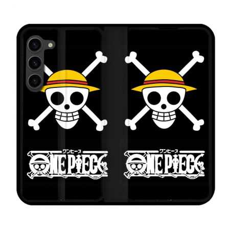 Housse Cuir Portefeuille Pour Samsung Galaxy S23 Plus Manga One Piece Tete de Mort