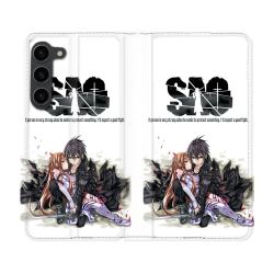 Housse Cuir Portefeuille Pour Samsung Galaxy S23 Plus Manga SAO sword Art Online Blanc