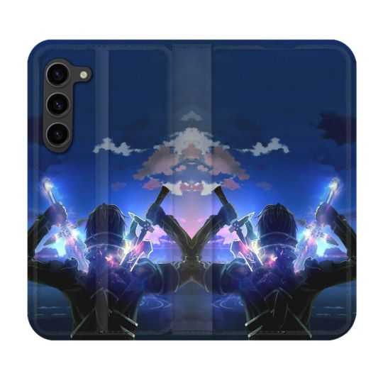 Housse Cuir Portefeuille Pour Samsung Galaxy S23 Plus Manga SAO sword Art Online Epee