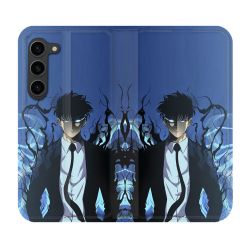 Housse Cuir Portefeuille Pour Samsung Galaxy S23 Plus Manga Solo Leveling Sung Bleu
