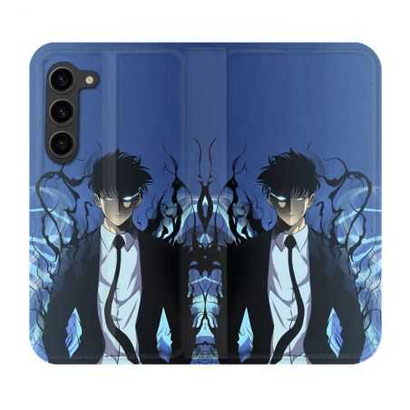 Housse Cuir Portefeuille Pour Samsung Galaxy S23 Plus Manga Solo Leveling Sung Bleu