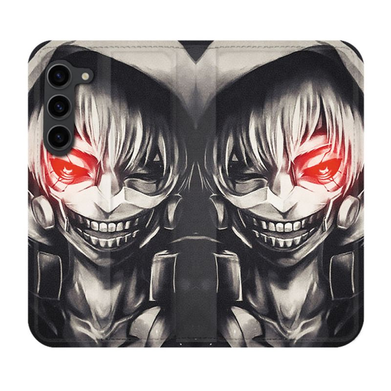 Housse Cuir Portefeuille Pour Samsung Galaxy S23 Plus Manga Tokyo Ghoul Kaneki Noir