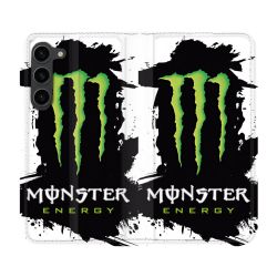 Housse Cuir Portefeuille Pour Samsung Galaxy S23 Plus Monster Energy Tache