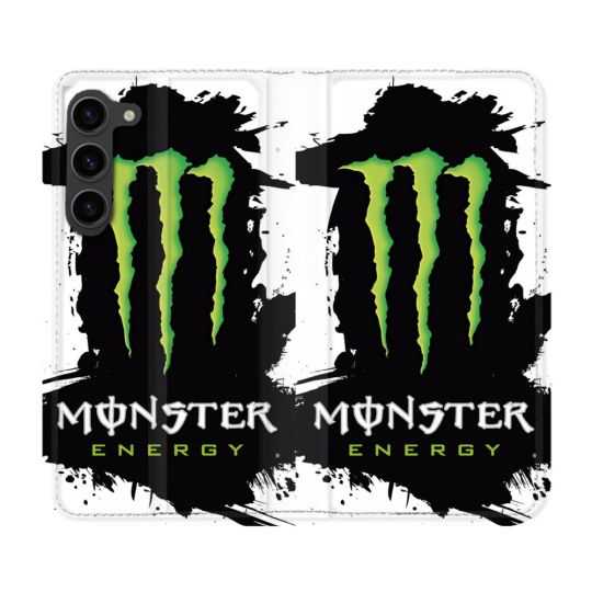 Housse Cuir Portefeuille Pour Samsung Galaxy S23 Plus Monster Energy Tache