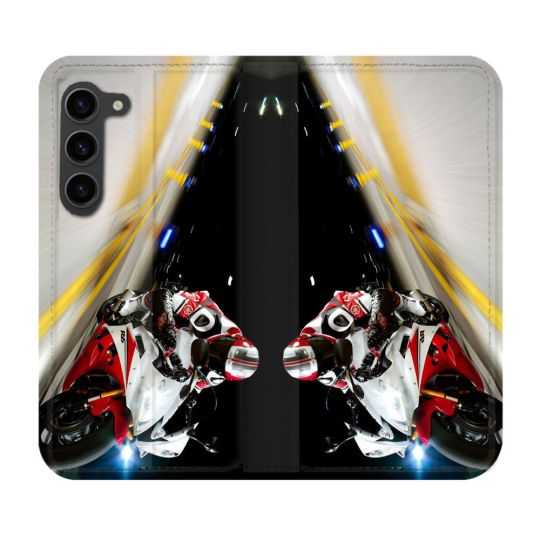Housse Cuir Portefeuille Pour Samsung Galaxy S23 Plus Moto Course GP R6