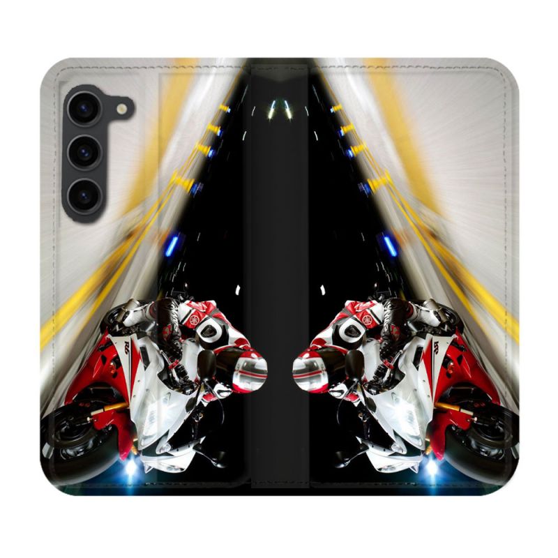 Housse Cuir Portefeuille Pour Samsung Galaxy S23 Plus Moto Course GP R6