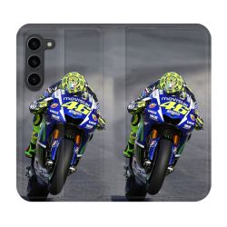 Housse Cuir Portefeuille Pour Samsung Galaxy S23 Plus Moto Course GP Wheeling 46