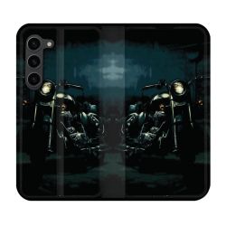 Housse Cuir Portefeuille Pour Samsung Galaxy S23 Plus Moto Harley Vintage