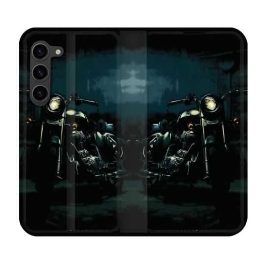 Housse Cuir Portefeuille Pour Samsung Galaxy S23 Plus Moto Harley Vintage