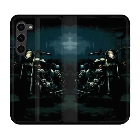 Housse Cuir Portefeuille Pour Samsung Galaxy S23 Plus Moto Harley Vintage