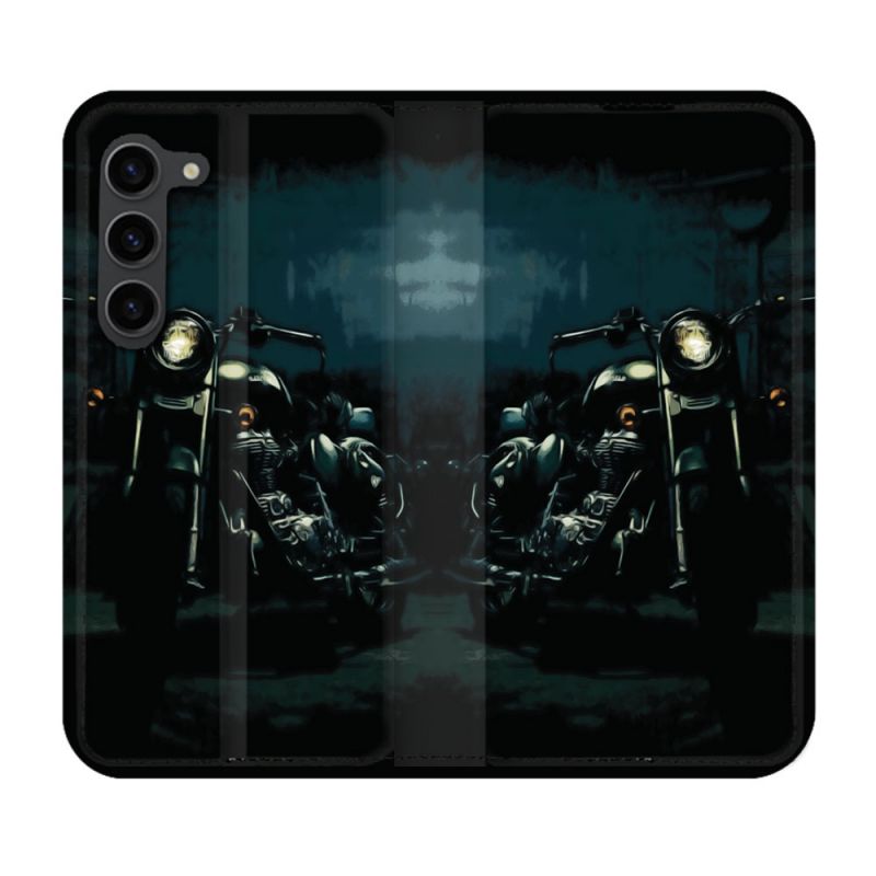 Housse Cuir Portefeuille Pour Samsung Galaxy S23 Plus Moto Harley Vintage