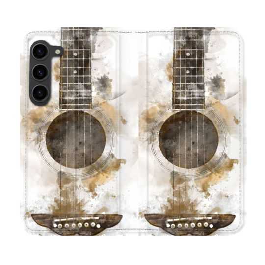 Housse Cuir Portefeuille Pour Samsung Galaxy S23 Plus Musique Guitare Tag