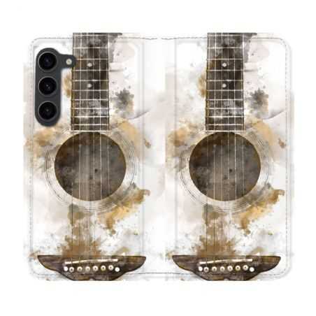 Housse Cuir Portefeuille Pour Samsung Galaxy S23 Plus Musique Guitare Tag