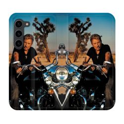 Housse Cuir Portefeuille Pour Samsung Galaxy S23 Plus Musique Johnny Hallyday Moto