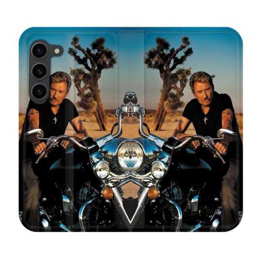Housse Cuir Portefeuille Pour Samsung Galaxy S23 Plus Musique Johnny Hallyday Moto
