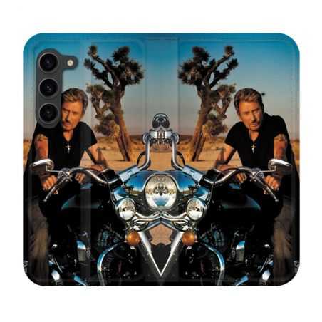 Housse Cuir Portefeuille Pour Samsung Galaxy S23 Plus Musique Johnny Hallyday Moto