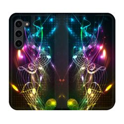 Housse Cuir Portefeuille Pour Samsung Galaxy S23 Plus Musique Partition Multicolore