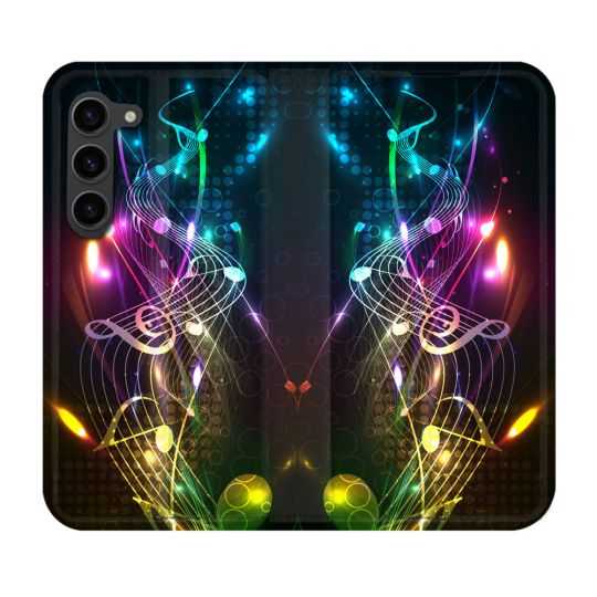 Housse Cuir Portefeuille Pour Samsung Galaxy S23 Plus Musique Partition Multicolore