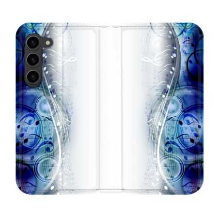 Housse Cuir Portefeuille Pour Samsung Galaxy S23 Plus Musique Partition Vague