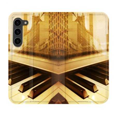 Housse Cuir Portefeuille Pour Samsung Galaxy S23 Plus Musique Piano Retro