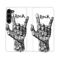 Housse Cuir Portefeuille Pour Samsung Galaxy S23 Plus Musique Rock Main