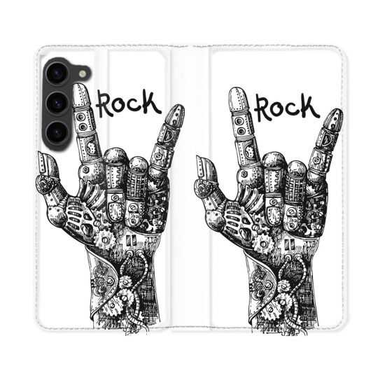 Housse Cuir Portefeuille Pour Samsung Galaxy S23 Plus Musique Rock Main