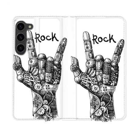 Housse Cuir Portefeuille Pour Samsung Galaxy S23 Plus Musique Rock Main