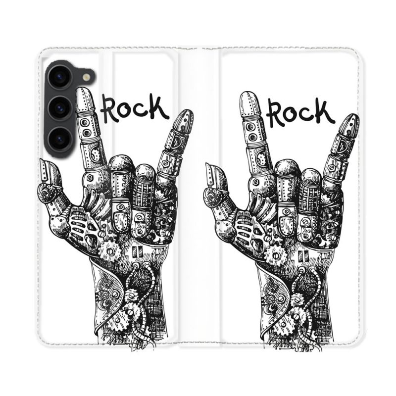 Housse Cuir Portefeuille Pour Samsung Galaxy S23 Plus Musique Rock Main