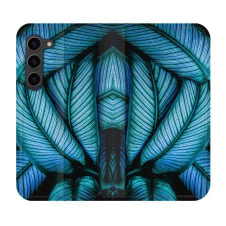 Housse Cuir Portefeuille Pour Samsung Galaxy S23 Plus Nature Feuille Palmier