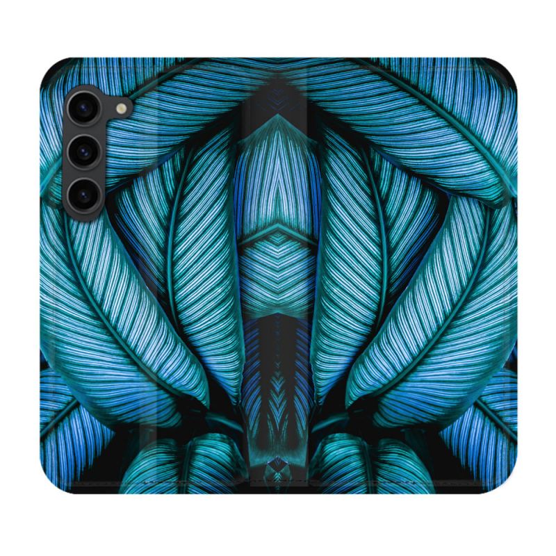 Housse Cuir Portefeuille Pour Samsung Galaxy S23 Plus Nature Feuille Palmier