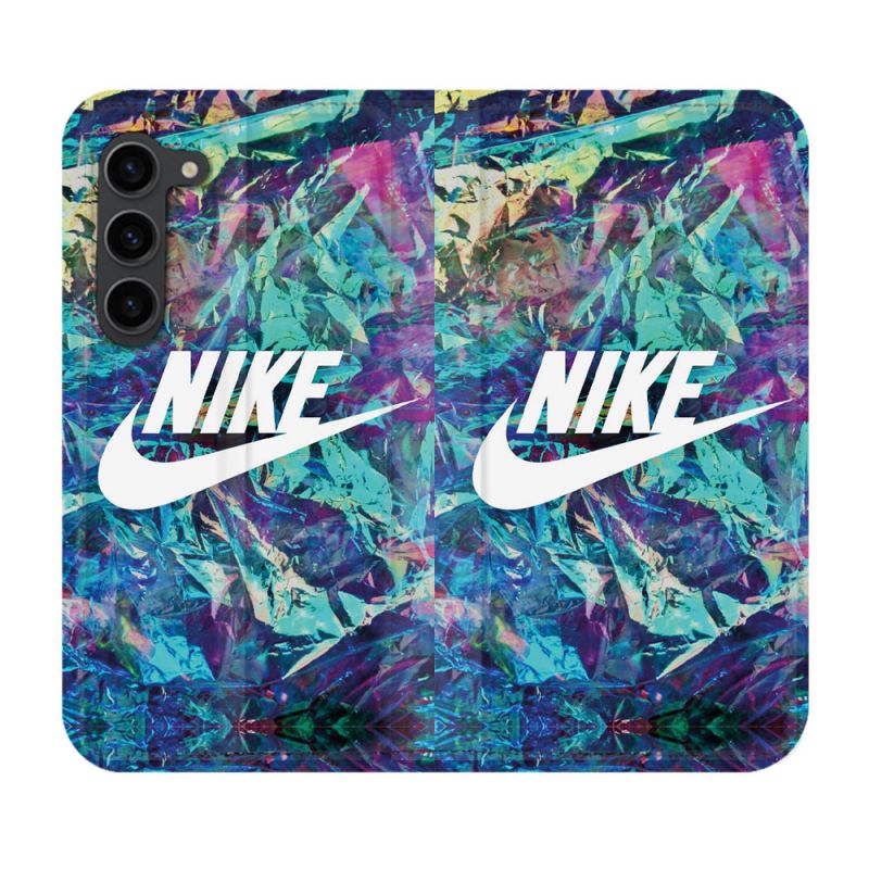 Housse Cuir Portefeuille Pour Samsung Galaxy S23 Plus Nike Turquoise