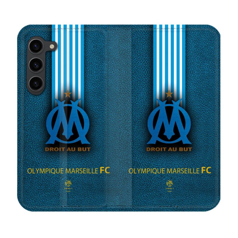 Housse Cuir Portefeuille Pour Samsung Galaxy S23 Plus Olympique Marseille OM Bande