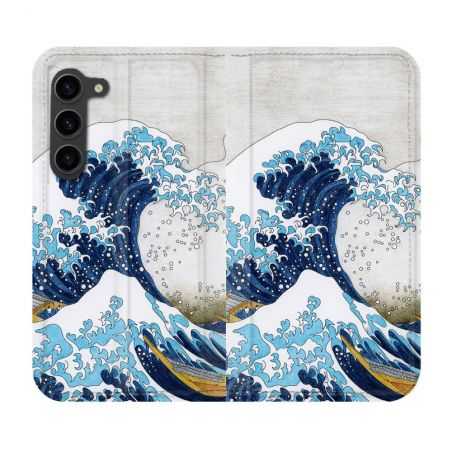 Housse Cuir Portefeuille Pour Samsung Galaxy S23 Plus Peinture La Grande Vague