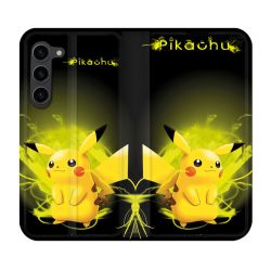 Housse Cuir Portefeuille Pour Samsung Galaxy S23 Plus Pokemon Pikachu Eclair