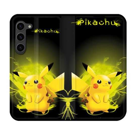 Housse Cuir Portefeuille Pour Samsung Galaxy S23 Plus Pokemon Pikachu Eclair